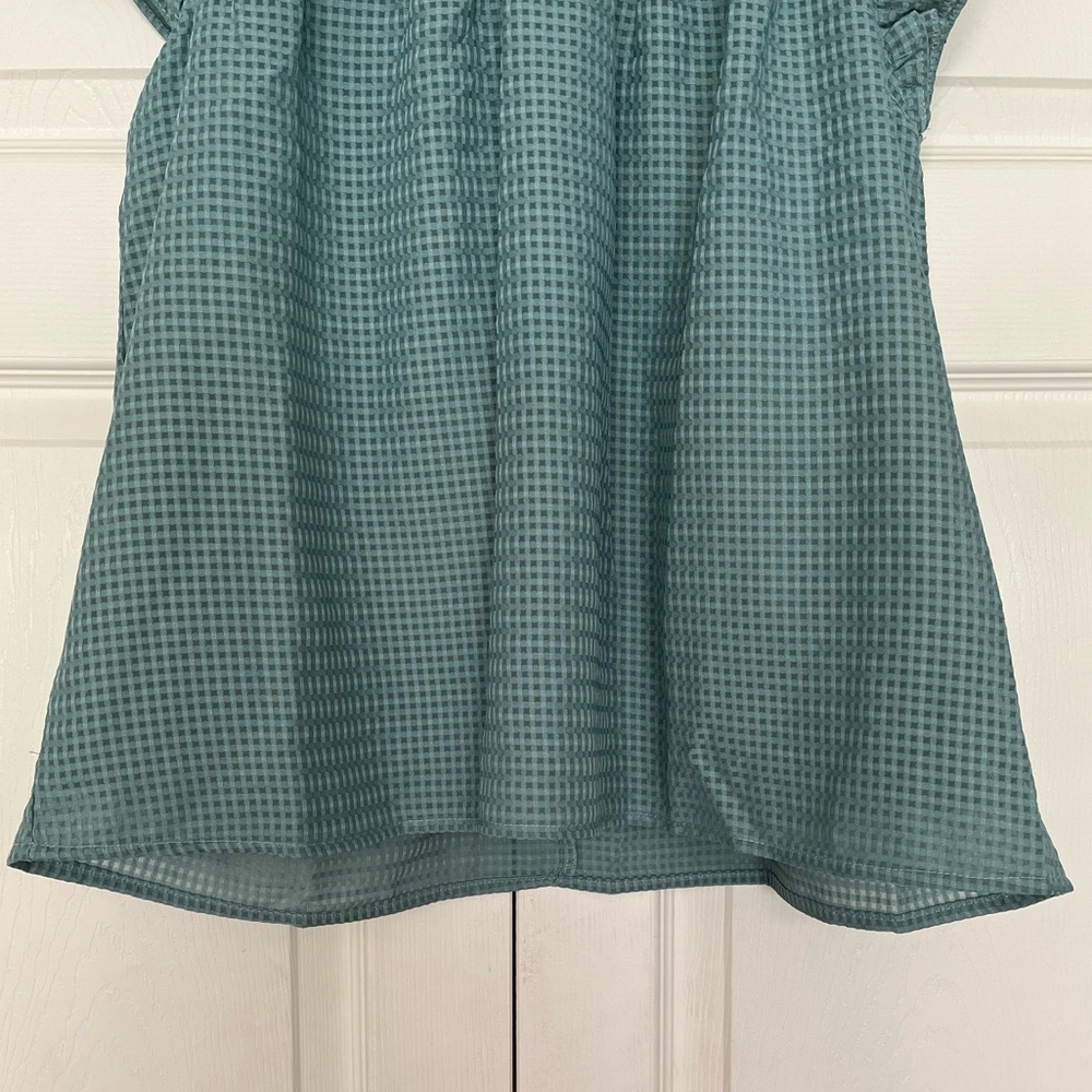 {Umgee} Waffle Print Flutter Short Sleeve Blouse in Teal - Womens Small - NWT - Picture 4 of 9